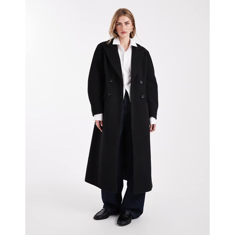 ASOS DESIGN formal sculpted longline coat in black 109362695