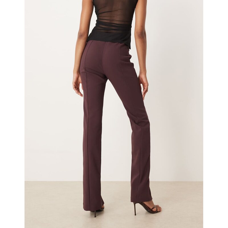 ASOS DESIGN Tall tailored skinny trousers with zip front detail in brown