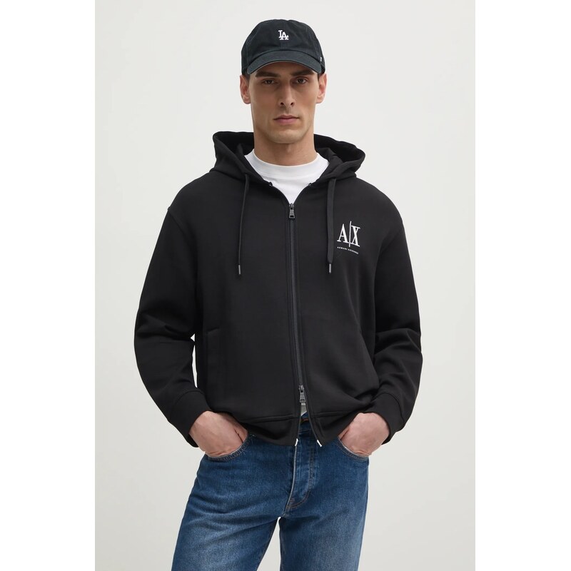 Armani Exchange rozepínací mikina s kapucí pánská s bavlnou