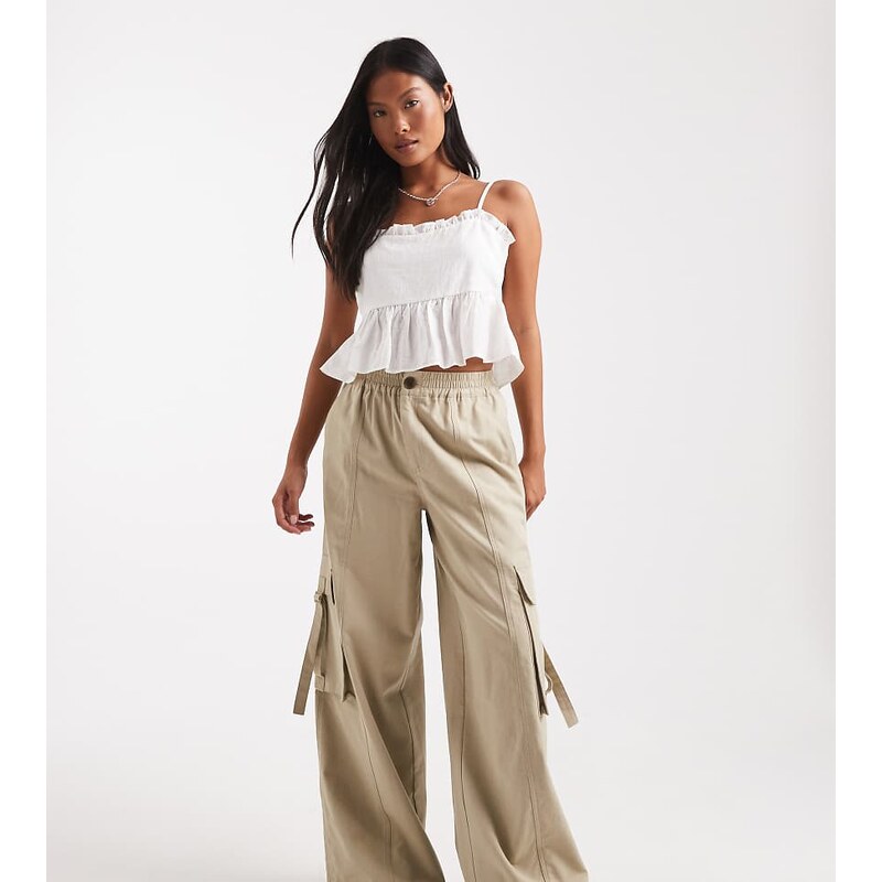 ASOS Petite ASOS DESIGN Petite oversized utility pull on trousers in 109666150