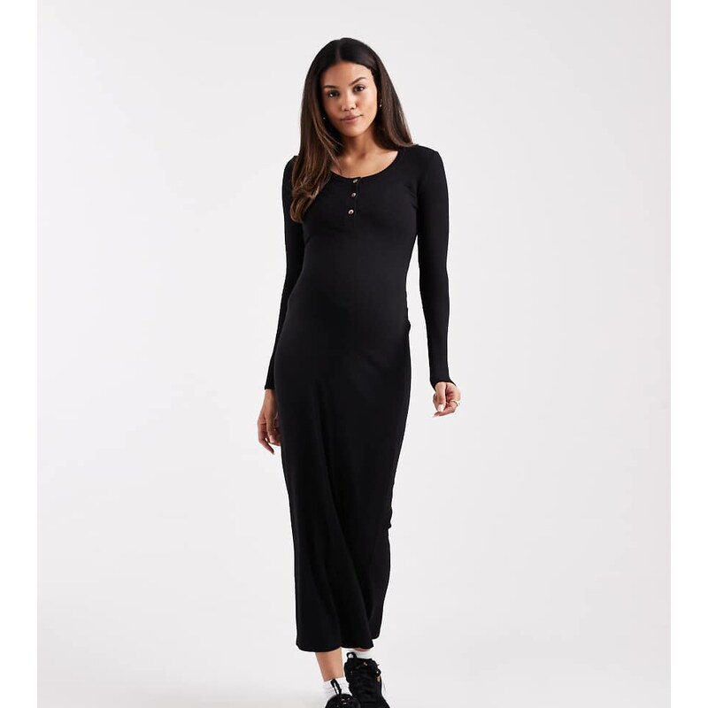 ASOS Maternity ASOS DESIGN Maternity ribbed scoop button midi dress 109369619