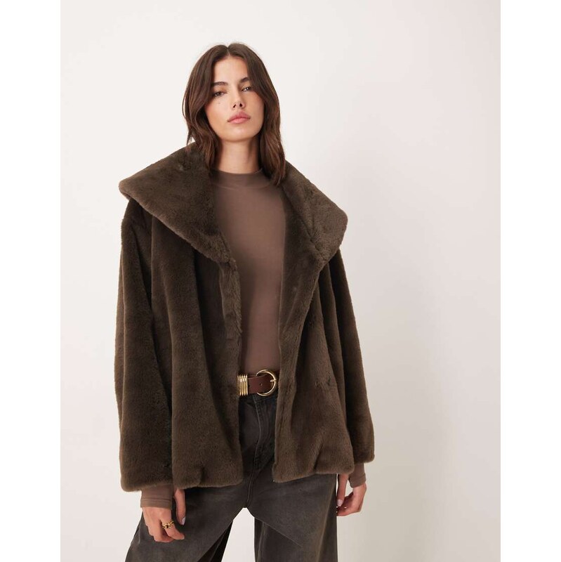 Nobodys Child Tinsley faux fur coat in brown 109653369
