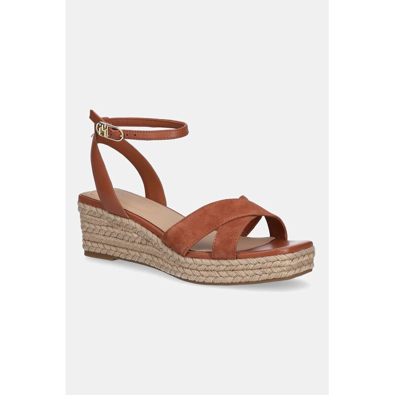Kožené sandály Tommy Hilfiger LEATHER & SUEDE MID WEDGE ESPAD 105168813