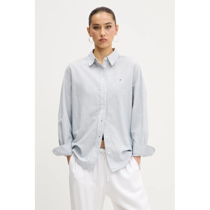 Košile s příměsí lnu Tommy Jeans 105689632