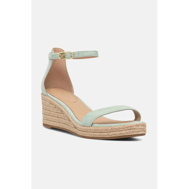 Semišové sandály Tommy Hilfiger SUEDE ANKLE MID WEDGE ESPADRILLE 105998654