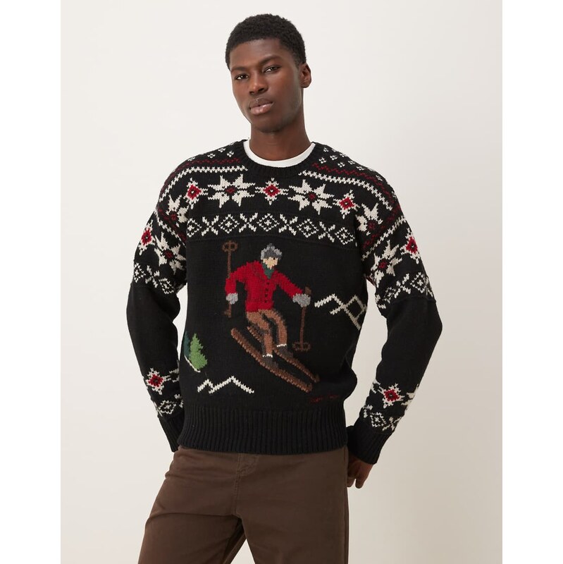 Polo Ralph Lauren skier wool knit jumper in black