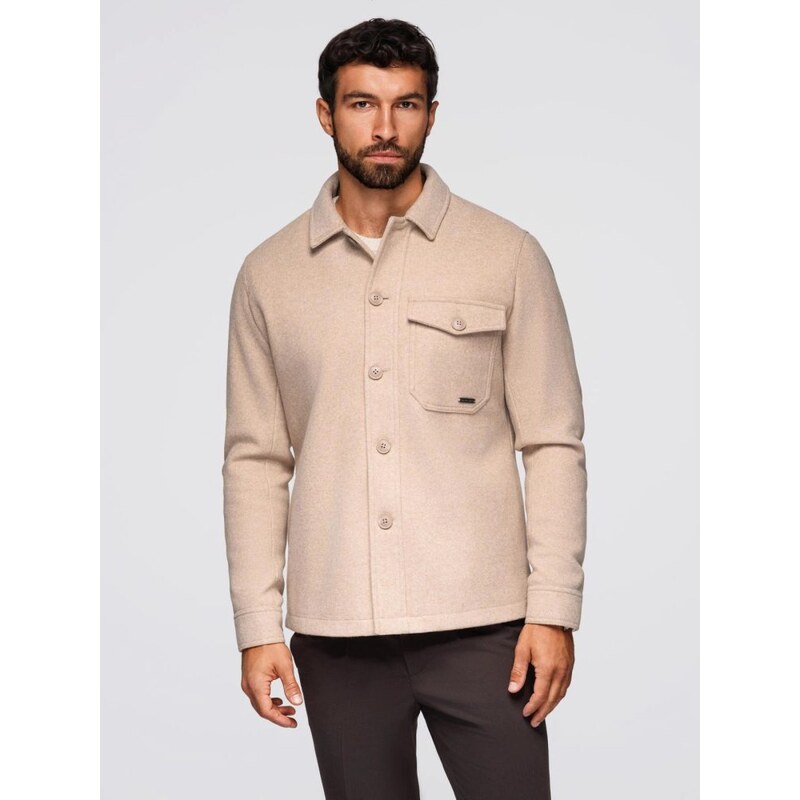 Ombre Clothing Stylové béžové sako s viskózou V1-JANP-0199