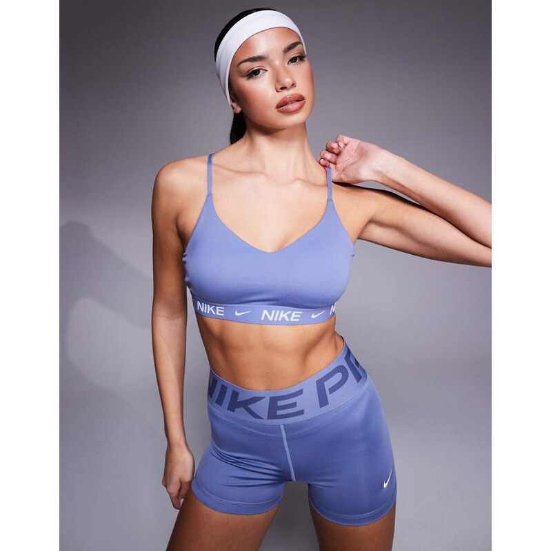 Nike Training Indy Dri-FIT light support sport bra in blue
