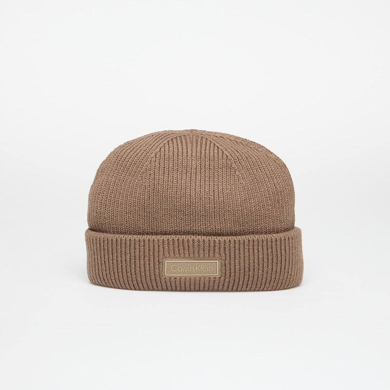 Čepice Calvin Klein Patch Chunky Rib Doc Hat Brown Universal