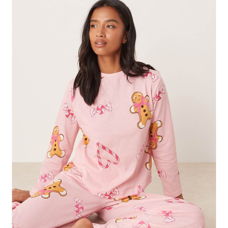 ASOS Petite ASOS DESIGN Petite gingerbread & candy cane long sleeve 110852305
