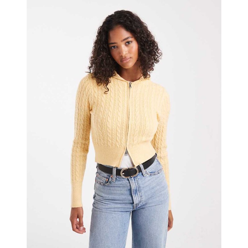 Cotton On everfine double zip up hoodie in dijon yellow