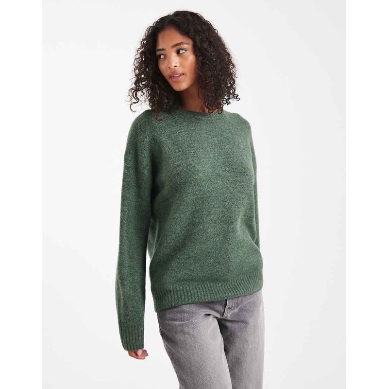 Cotton On luxe crew sweater in treetop green-Blue