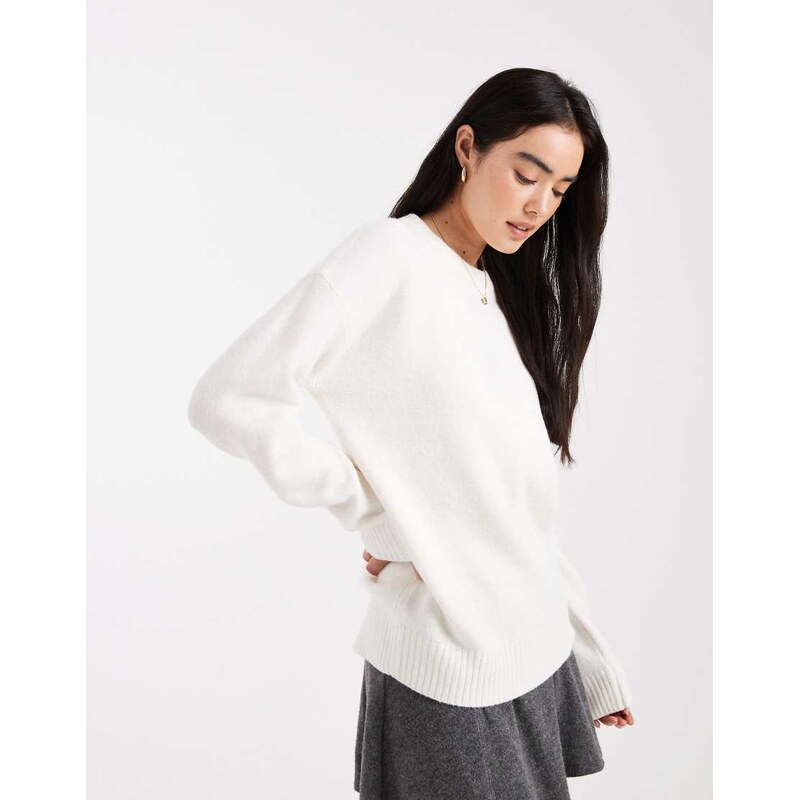 Cotton On luxe crew sweater in porcelain-White