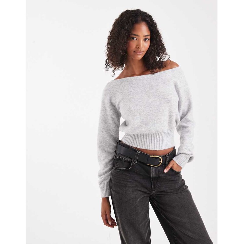 Cotton On luxe off shoulder knit in grey marle