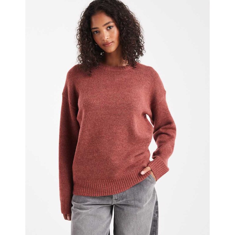 Cotton On luxe crew sweater in rusty clay-Red 115640270
