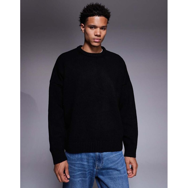 ASOS DESIGN extreme oversized boxy fit knitted jumper in black