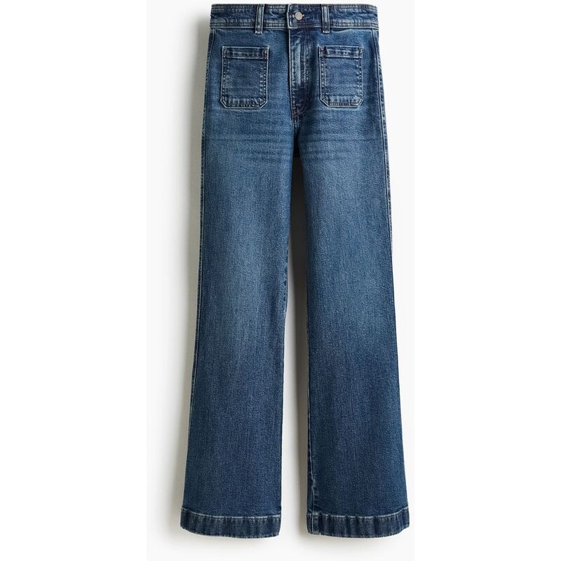 H&M - Flared High Jeans - Tmavý Denim Blue