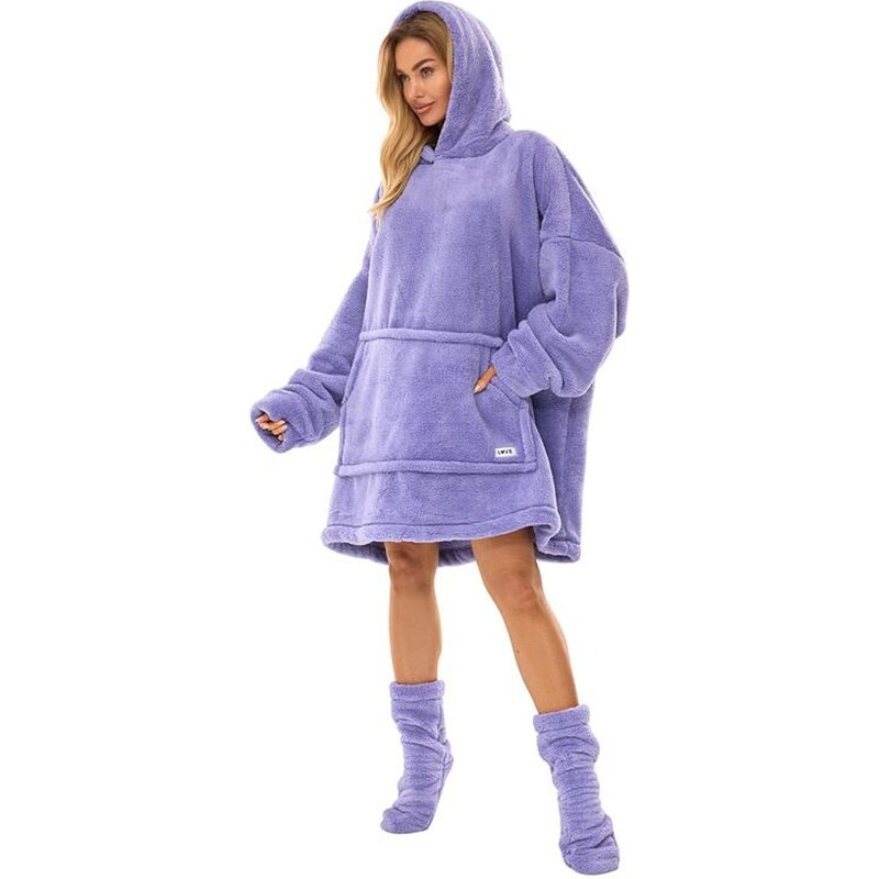 L&L Maxi mikina s ponožkami Hoodie fialová 109363917