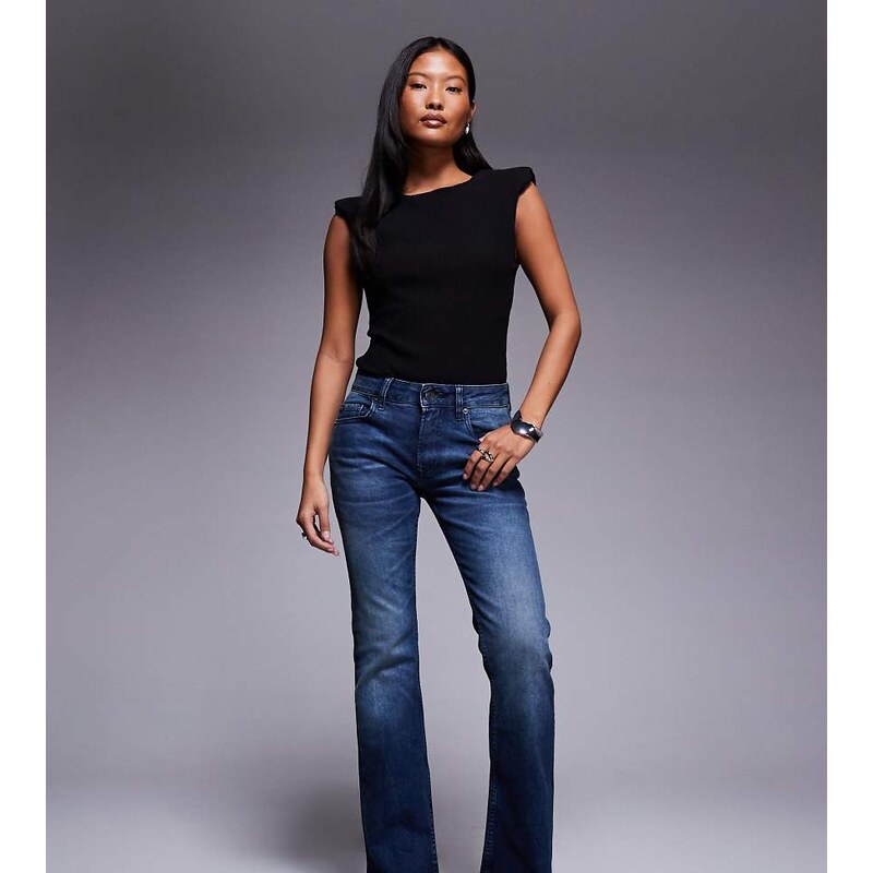 ASOS Petite ASOS DESIGN Petite bootcut flare jeans in dark mid wash 115513460