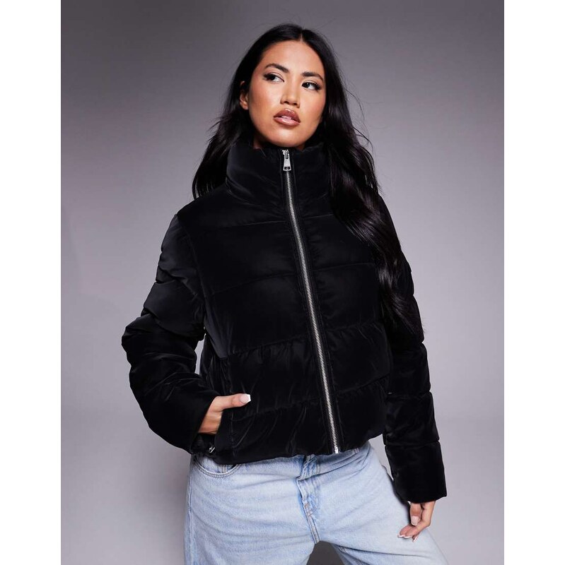 Barbour International Hudson velvet touch puffer jacket in black 109614842