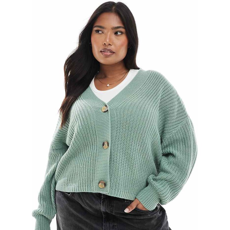 ONLY Curve v-neck cardigan in light green 112187683