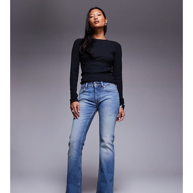 ASOS Petite ASOS DESIGN Petite bootcut flare jeans in midwash-Blue 115513443