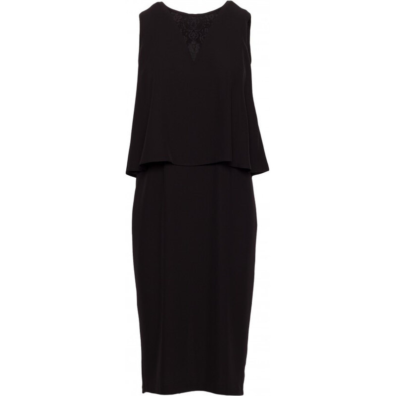 model 21470647 Šaty s krajkovou vsadkou černé - STYLOVE