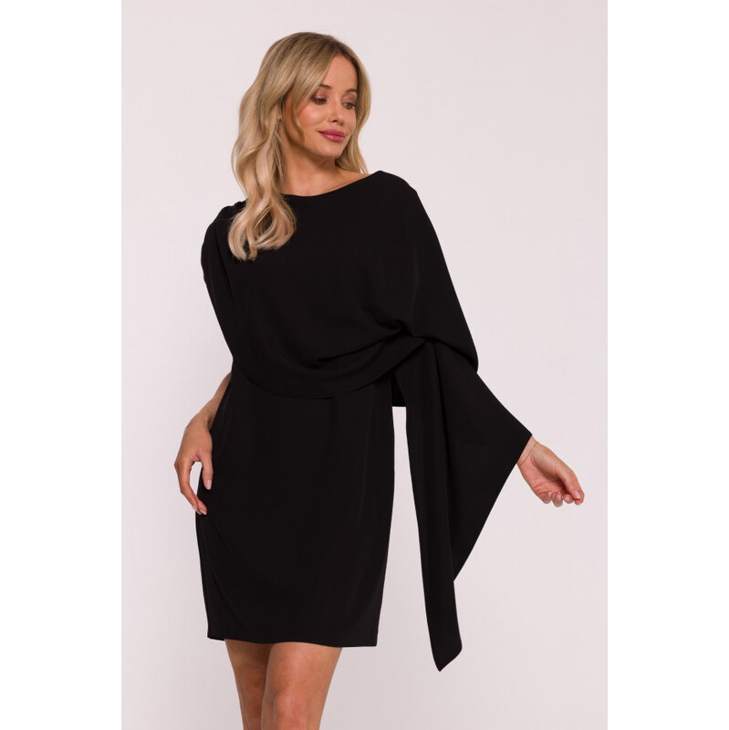 STYLOVE S423 Šaty s pláštěm - černé