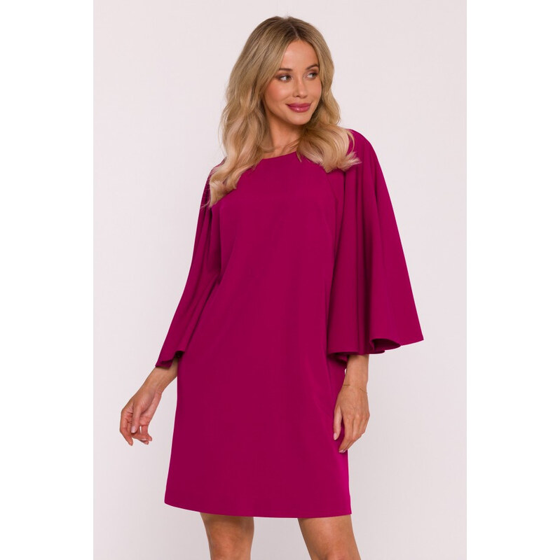 STYLOVE S426 Mini šaty s netopýřími rukávy - švestka 109364540