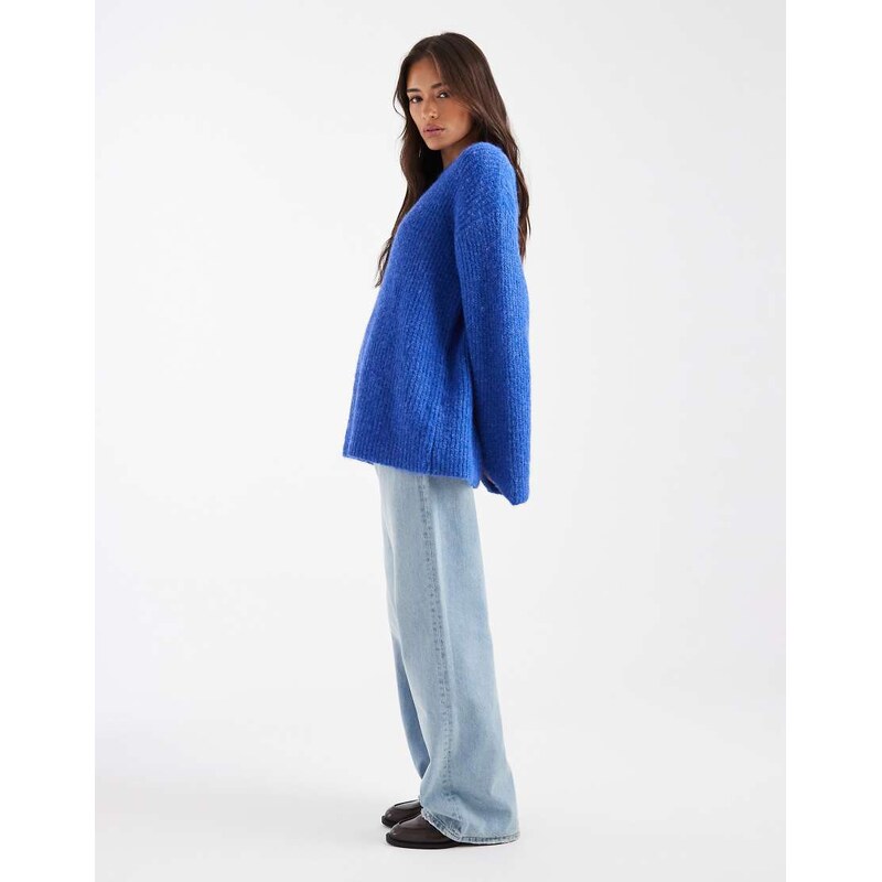 4th & Reckless wool feel ribbed knit wide sleeve oversized jumper in 115514281