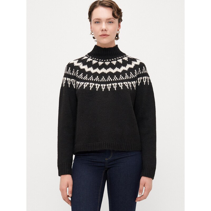 Vero Moda Tall Svetr čokoládová / bílá