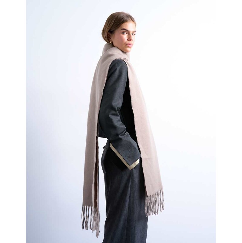 Topshop Simone supersoft blanket scarf in taupe-Neutral