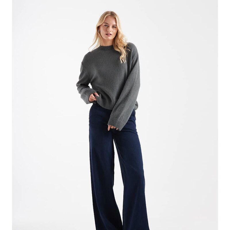 ONLY Tall mid waist extra wide leg jeans in dark blue 109369330