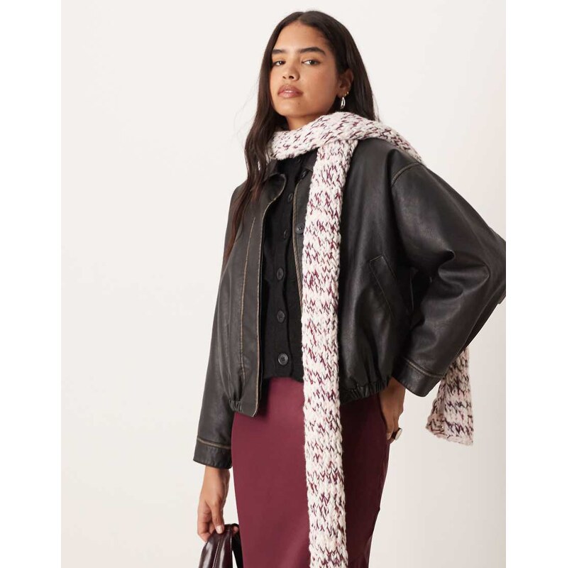 ASOS DESIGN wool chunky hand knit mix knit scarf in multi 109369590