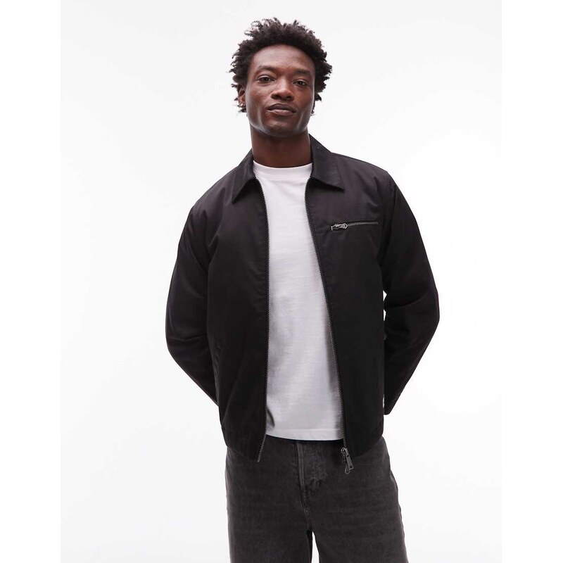 CAT WWR twill two way zip jacket with quilted lining in black