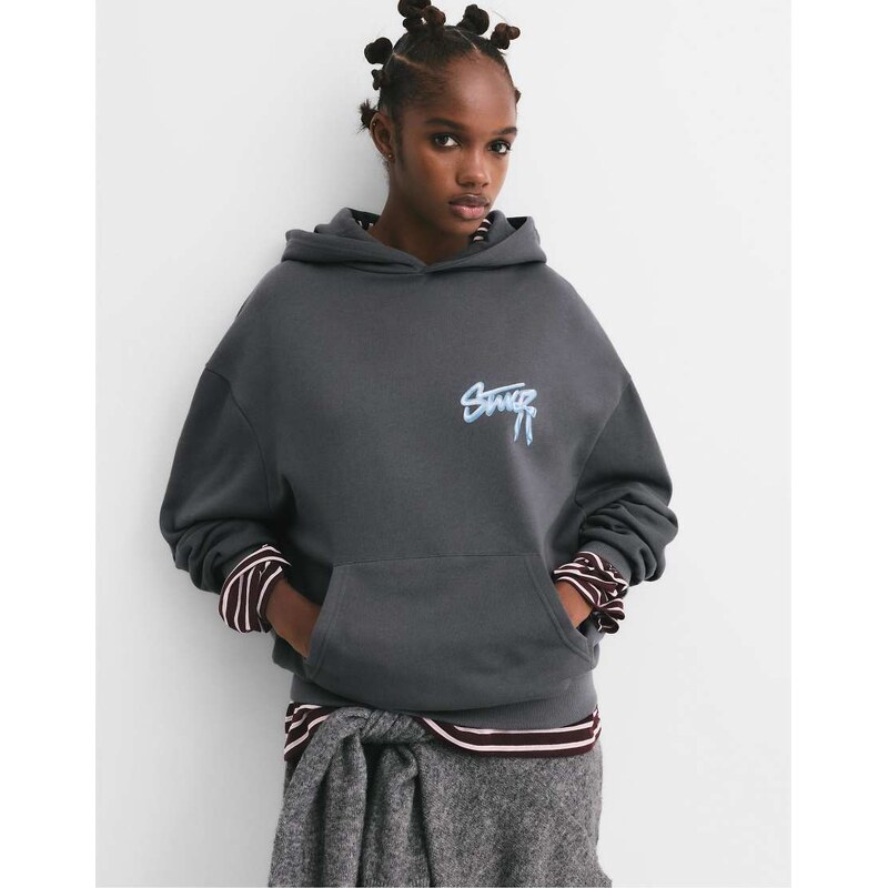 Pull&Bear Stwd bow hoodie in grey 109388654
