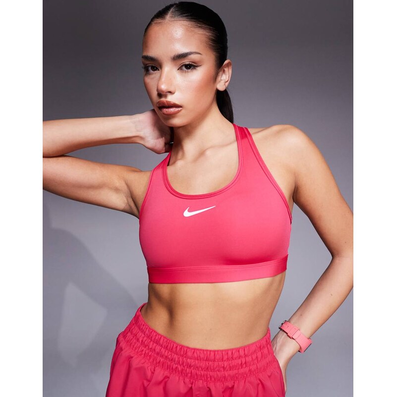 Nike Training Swoosh medium support sports bra in pink 113501860