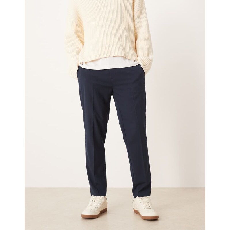 ASOS DESIGN smart tapered trouser with elasticated waistband in