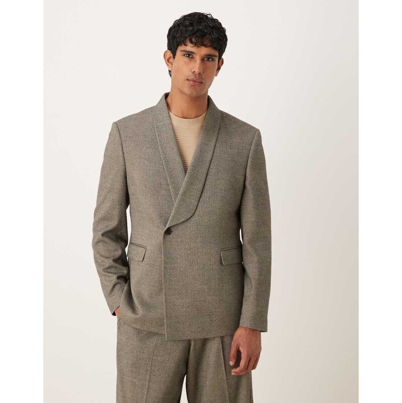ASOS DESIGN oversized suit jacket in grey herringbone