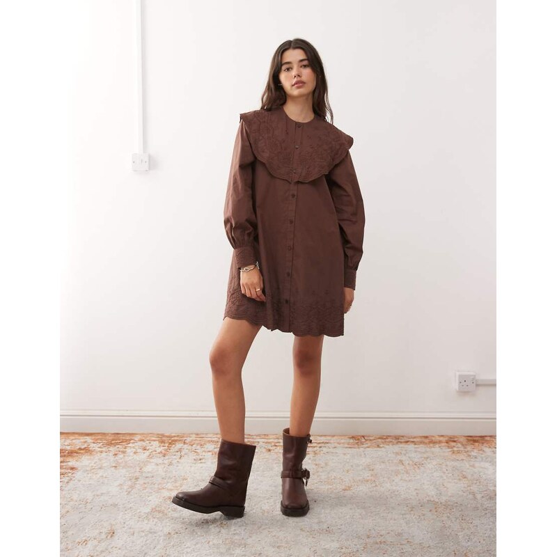 Reclaimed Vintage mini shirt dress with oversized collar and
