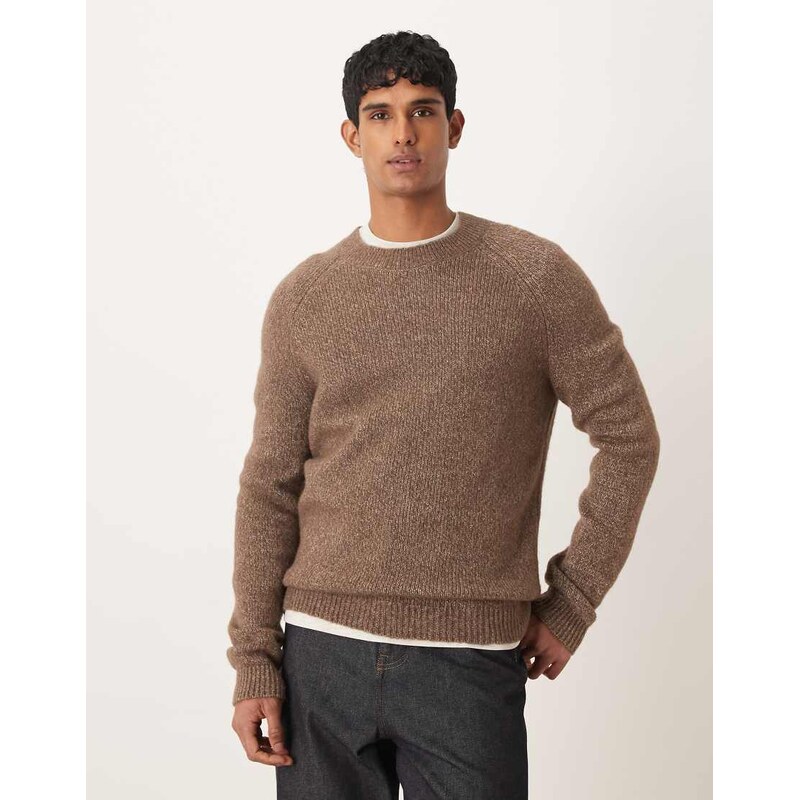 Mango wool mix salt and pepper jumper in mocha-Brown