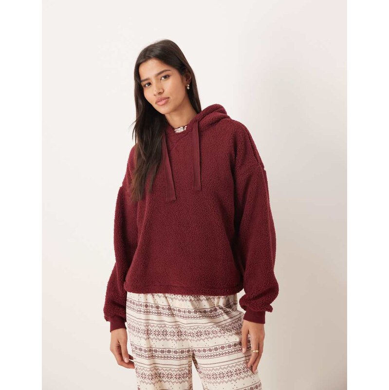 ASOS DESIGN lounge cuddle oversized hoodie in burgundy-White 109418878
