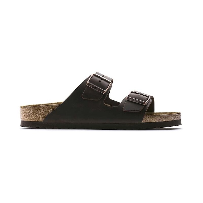 Birkenstock pantofle na plochém podpatku kožené Arizona