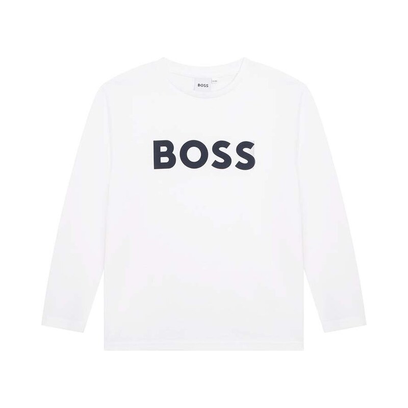 BOSS Dětské bavlněné tričko s dlouhým rukávem BOSS