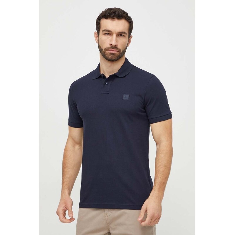 BOSS Orange polo pánské bavlněné s elastanem Passenger
