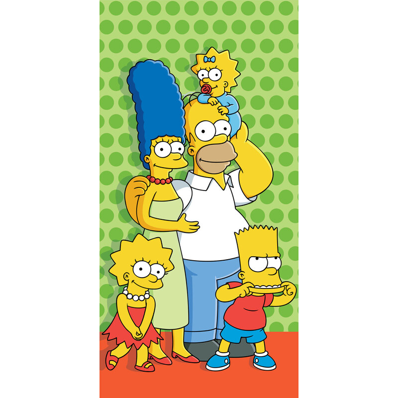 Jerry fabrics Osuška Simpsons family zelená bavlna-froté 75/150 cm