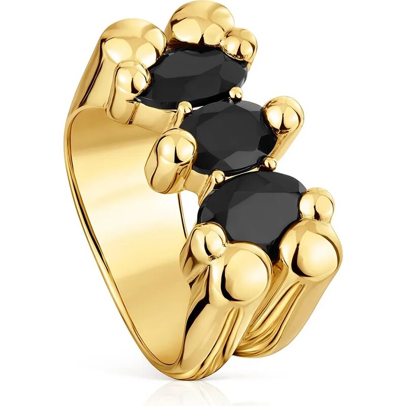 Tous Pozlacený stříbrný prsten Tous 12 Bold Bear Gem
