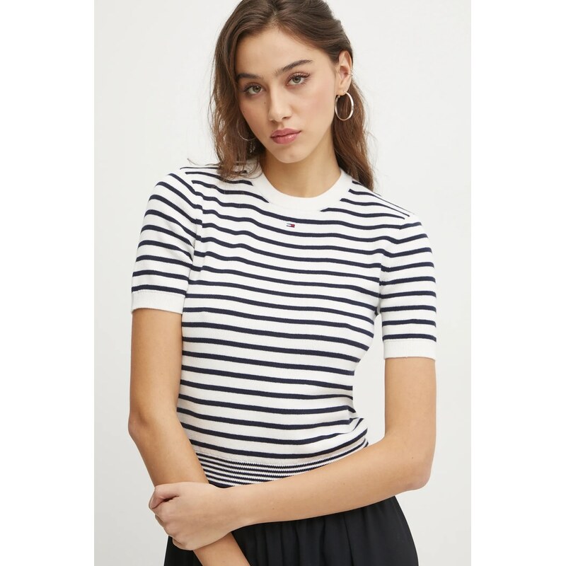 Tommy Jeans svetr s krátkým rukávem dámský bavlněný