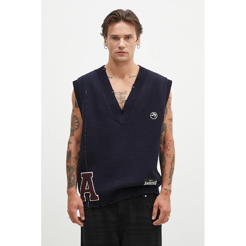Ambush Vlněná vesta AMBUSH Repair Stitch V Neck Vest