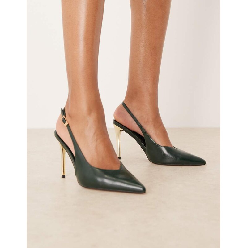 ASOS DESIGN Phoenix slingback electroplated high heel shoes in